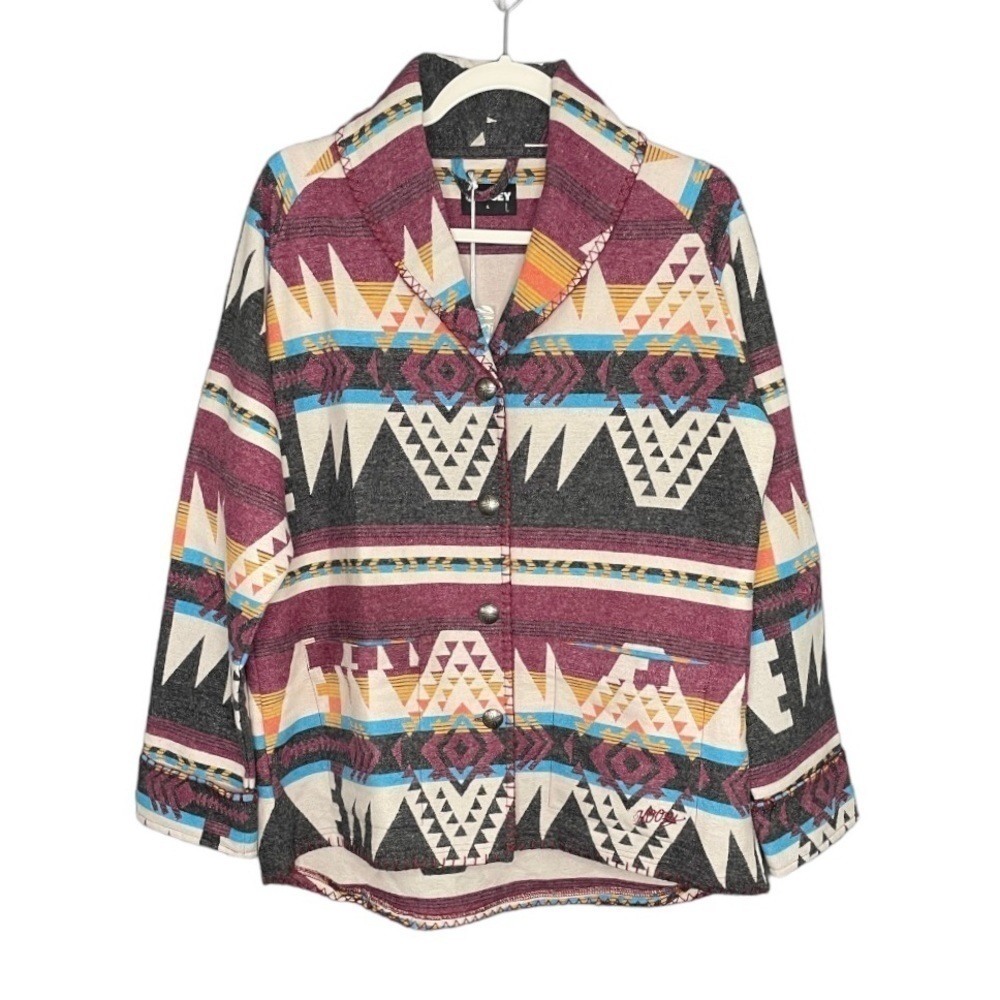 Hooey Women's Aztec Cardigan Jacket Burgundy NWT